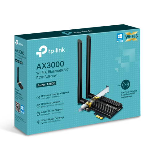 Двухдиапазонный беспроводной PCI Express-адаптер Wi-Fi 6 с поддержкой Bluetooth 5.0 TP-Link Archer TX55E/AX3000